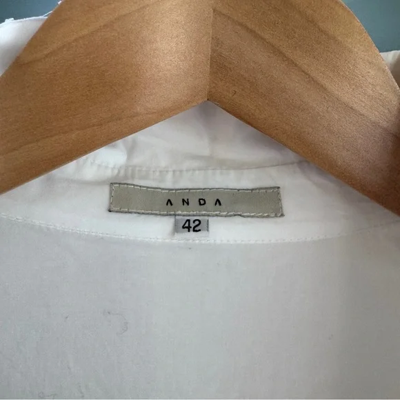 ANDA White Shirt Dress with Yellow Accent - Picture 2 of 7